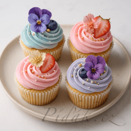 Obrázek 🧁 Vanilkové cupcakes s máslovým krémem a zdobením