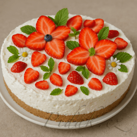 Obrázek Nepečený dort s jahodami