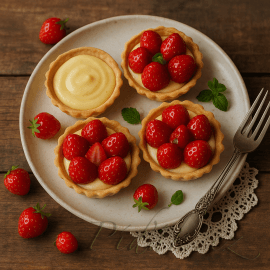 Obrázek Jahodové košíčky s vanilkovým krémem